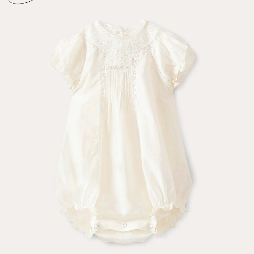 Baby Dobby Voile Romper milk white! 3M